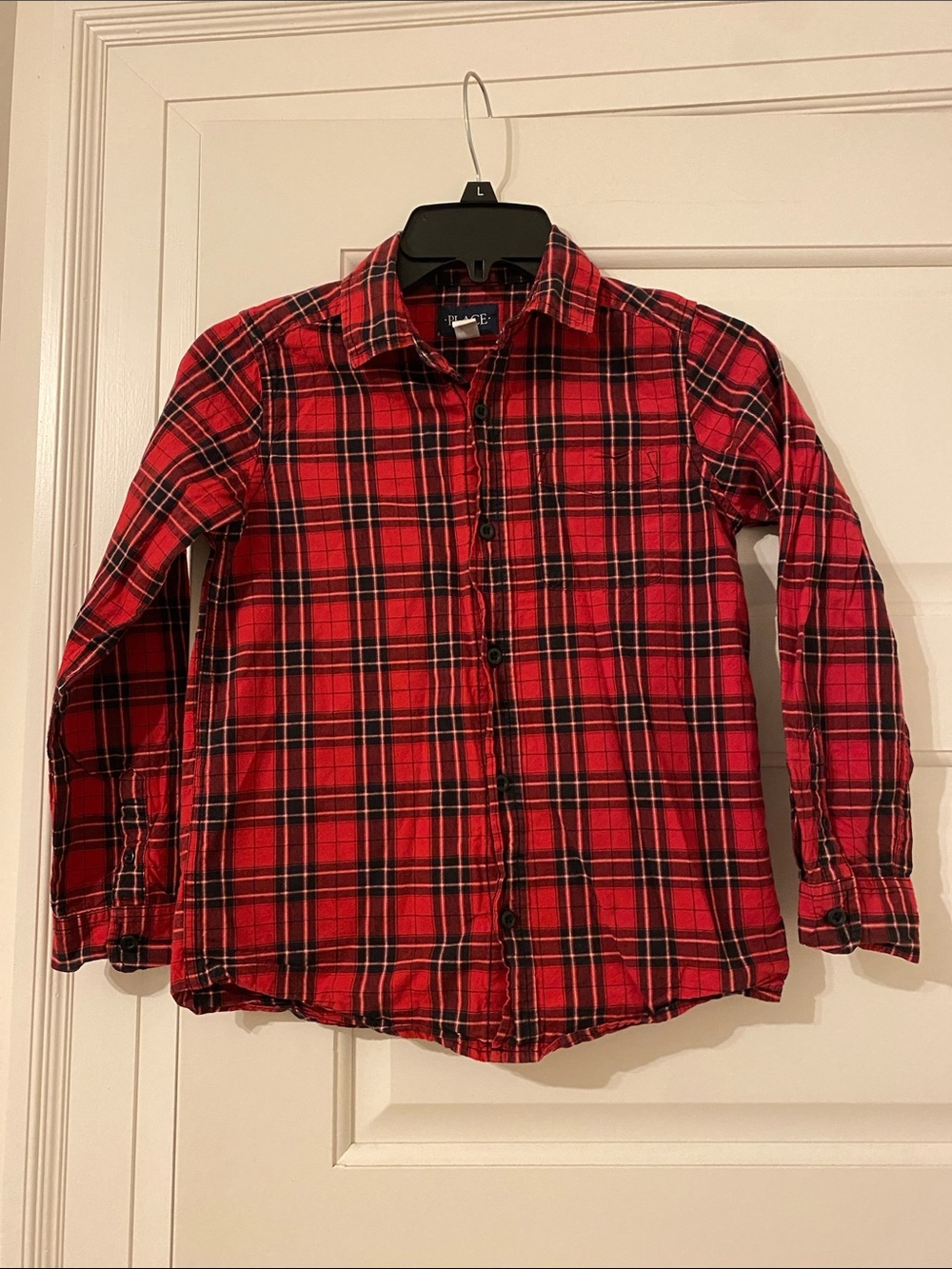 Red and black plaid buttondown shirt